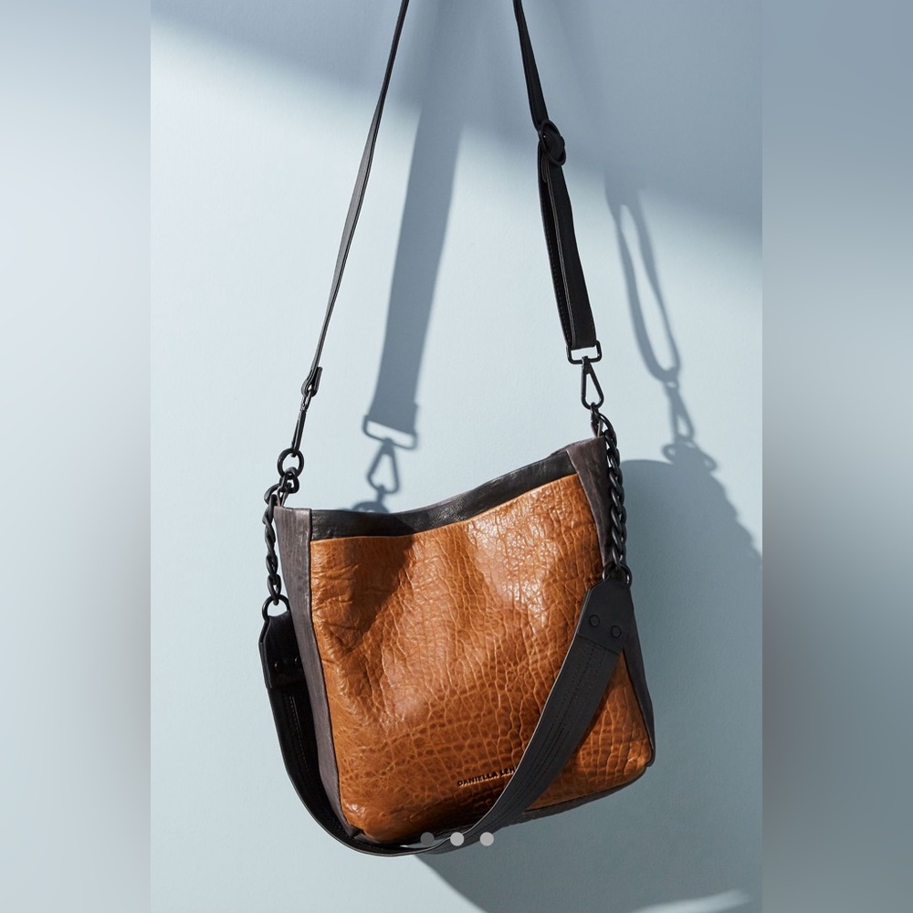 Daniella Lehavi Nina Two-Toned Brown Bucket Pebbled Leather Bag